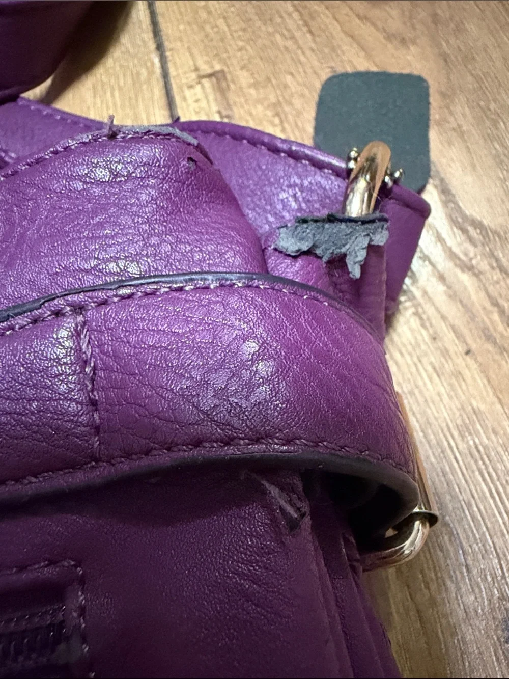 Michael Kors Plum Leather Crossbody Bag with Gold Logo